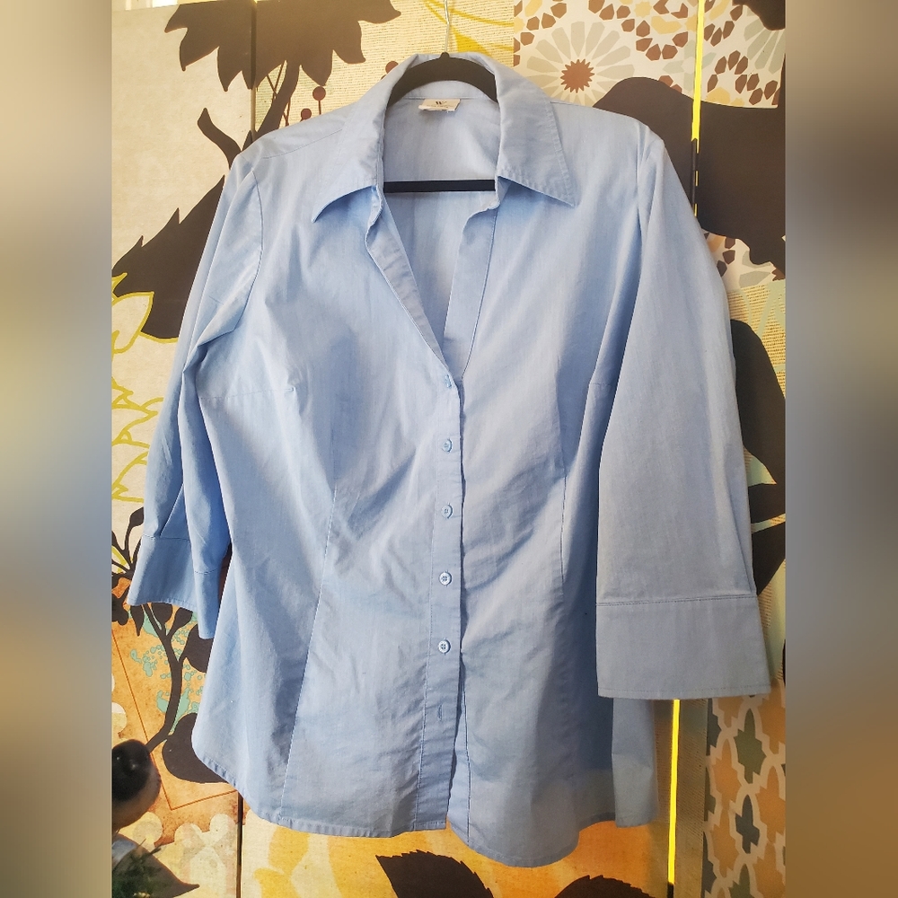 Worthington Blue Button Down Shirt Size 1X - Picture 3 of 9